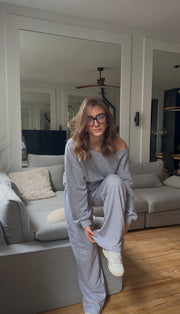 Jogging en coton – Coupe droite - Gris